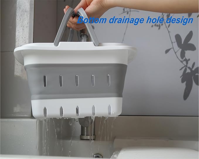 Portable Folding Plastic Bath Caddy with Handle, Perforated, Travel Bathroom Organizer for Bedroom, Bathroom, Shower, Dorm Room, Camping and RV Use (Blue, 1 pack)
