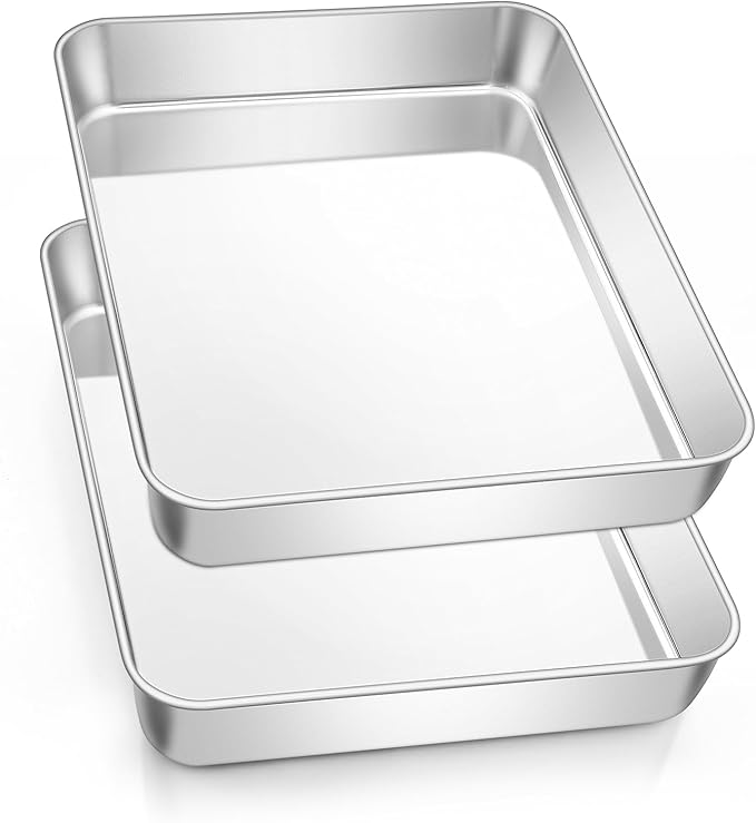 Leonyo 9.3"x7" Lasagna Pan Set of 2, 2In Deep Stainless Steel Baking Sheet