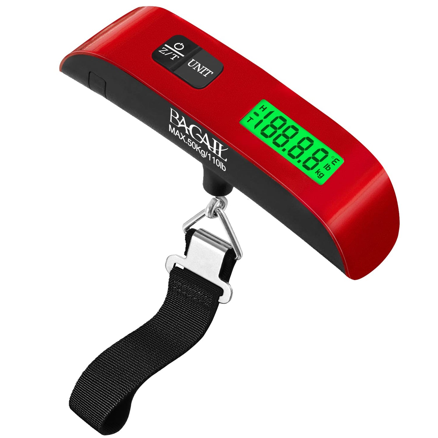 BAGAIL Digital Luggage Scale, 110lbs Hanging Baggage Scale with Backlit LCD Display,Portable Suitcase Weighing Scale,Travel Luggage Weight Scale with Hook,Strong Straps for Travelers(Black)
