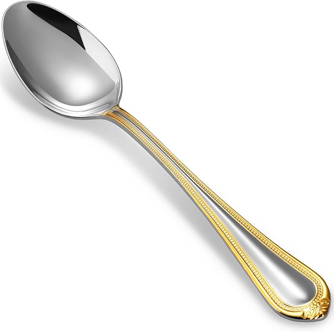 KEAWELL Pearl Edge 4-Piece 9" Serving Spoon Set (Silver, 9" Serving Spoons)