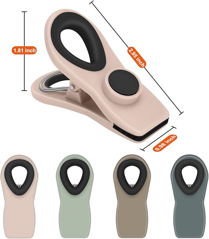 TACGEA Chip Clips, Magnetic Bag Clips with Air Tight Seal for Food Storage, 16 Pieces, Neutral Color