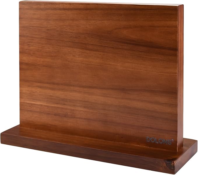 DOLONS Magnetic Knife Block,Acacia Wood And Resin Kitchen Magnetic Knife Holder，Equipped with strong magnets,Multifunctional Double Side Knife Storage Organizer for Kitchen Counter ，Gifts for new home