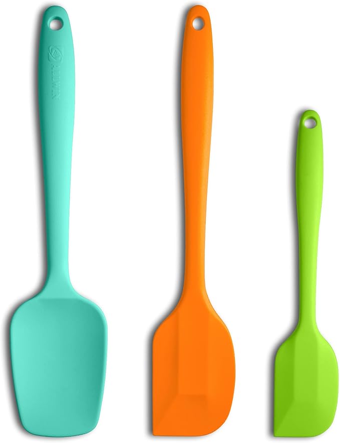 3-Piece Silicone Spatula Set, 600°F Heat Resistant, Orange