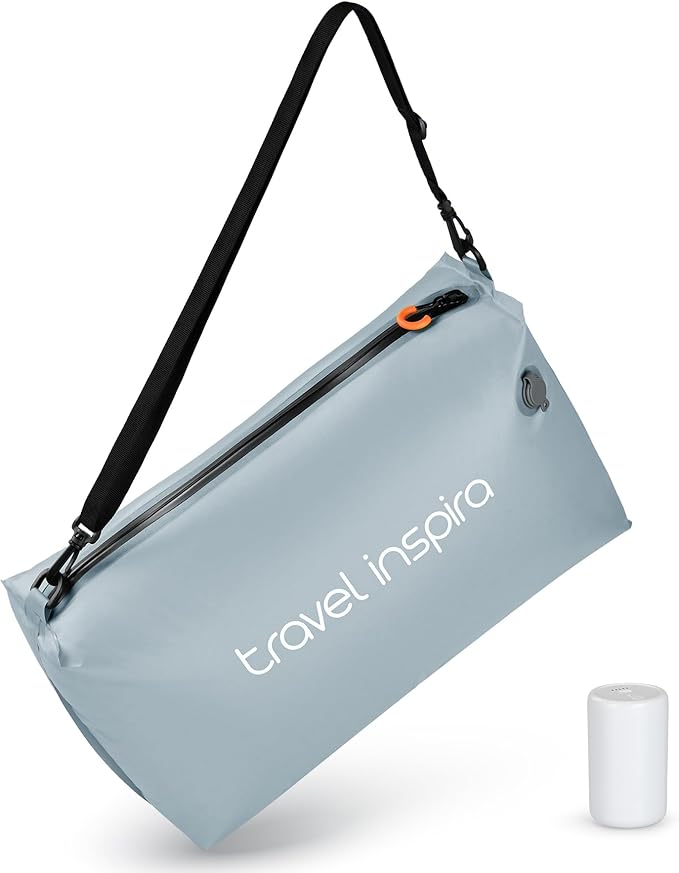 Gray Blue Vacuum Travel Bag with Wireless Electric Pump, 22L Packing Cube