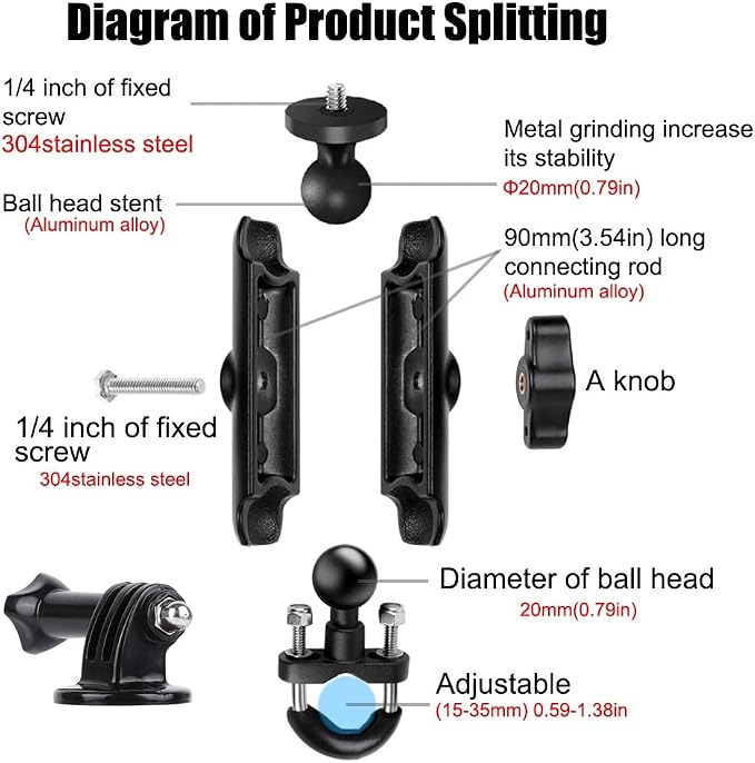360° Rotating Sports Camera Bracket, Motorcycle Mount