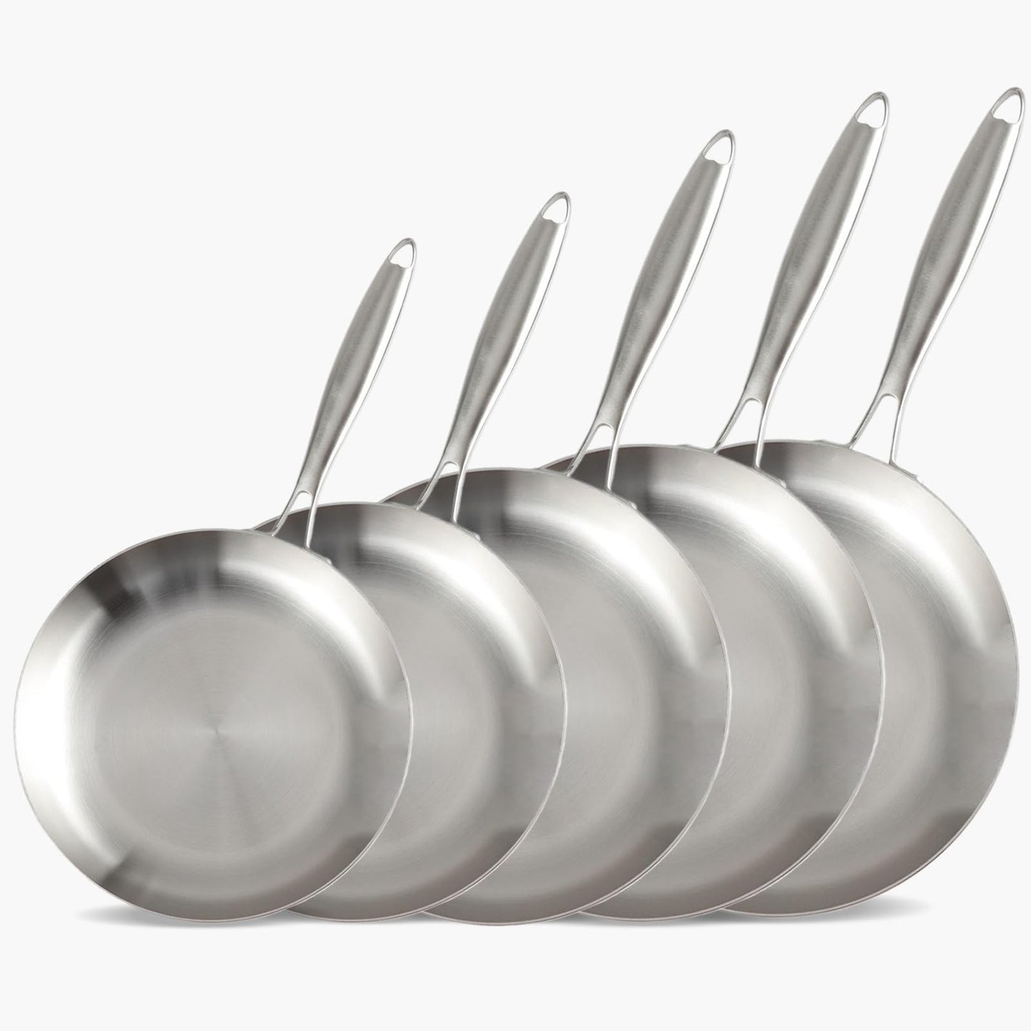 LOLYKITCH 9.5 Inch Small Stainless Steel Pan | Tri-Ply | PFOA & PTFE Free