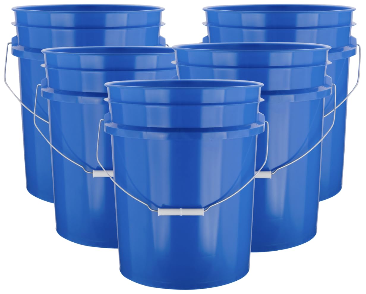 House Naturals 5 Gallon Premium HPDE Plastic Bucket - Made in USA Food Grade Container, BPA Free All Purpose Pail (5, Red)
