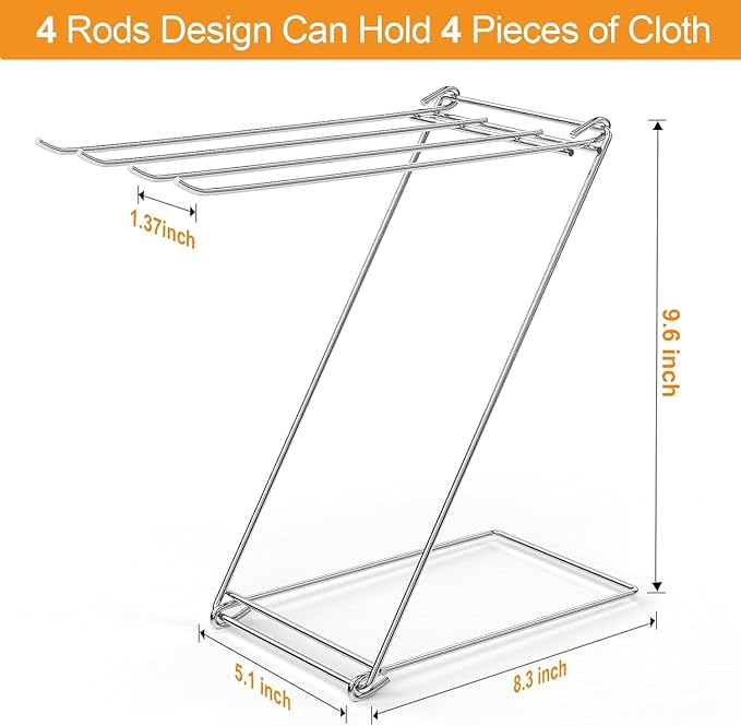 Kitchen Towel Holder, 4-Arm Kitchen Towel Rack for Drying Dishcloths Hand Towels, Foldable Free Standing Hand Towel Holder for Countertop Bathroom Kitchen Organization RV Essentials, 2 Pack