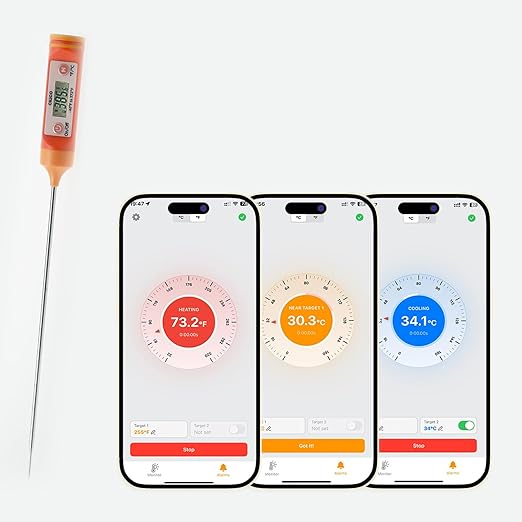 Candy & Meat Thermometer with Type-C Rechargeable Digital Instant Reading for Candy Making, BBQ, Deep Frying, & Liquids, 8" Long Probe,CT180-BT