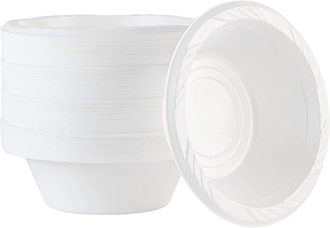 100 Count Disposable 6 Inch White Plastic Dessert Plates