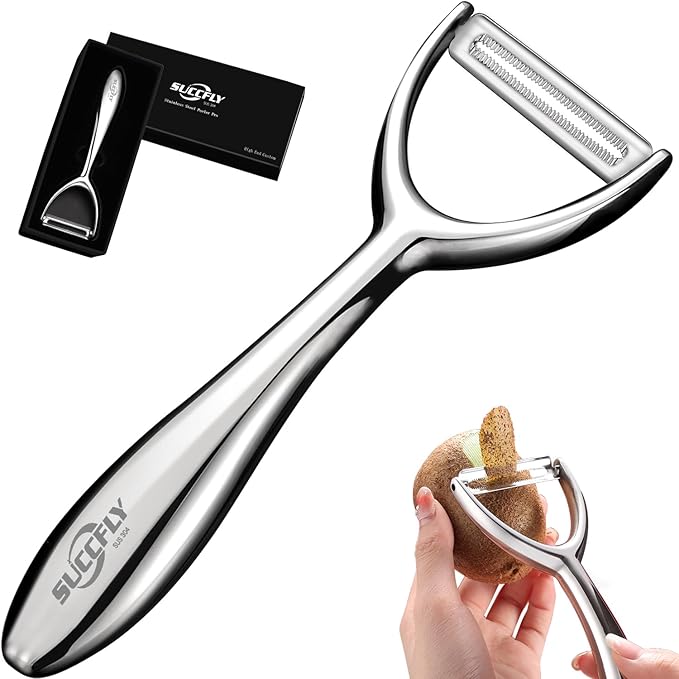 SUCCFLY Stainless Steel Vegetable Peeler Set, Premium Veggie Fruit Peeler