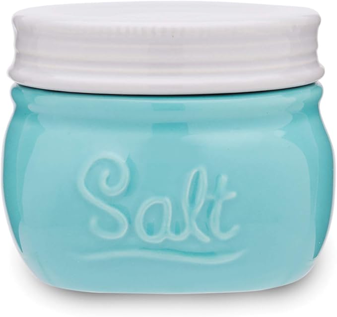Fox Run Ceramic Mason Jar Holder with Sponge, 3.5 x 3.5 x 5 inches, Blue