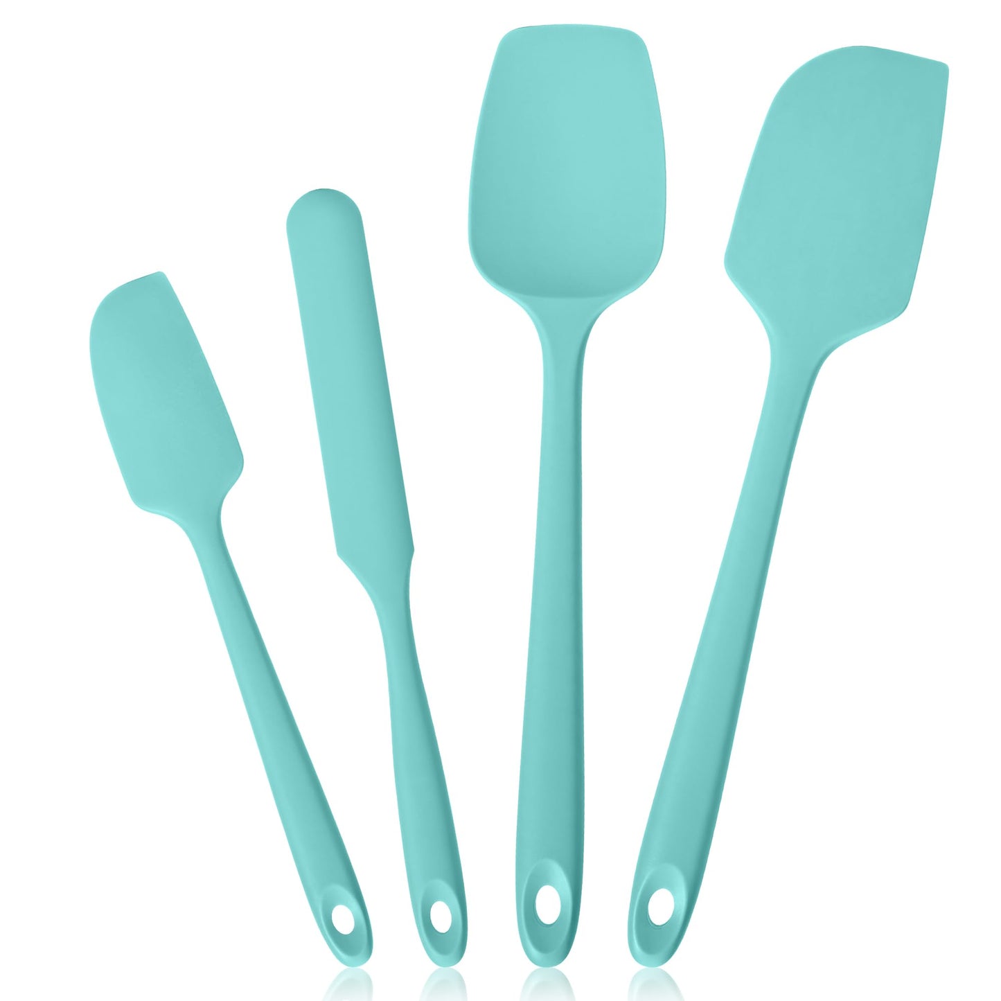 Lilybeam 600ºF Heat Resistant Silicone Spoon Spatula Set of 3, Aqua Sky