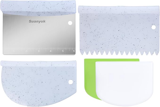 Suanyok Bench Dough Cutter-Flexible Plastic Bowl Scraper,Yellow
