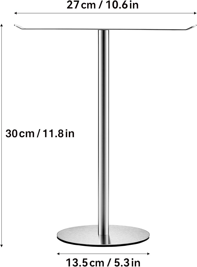 Silver Hand Towel Holder Stand – Countertop T-Shaped Stainless Steel Towel Rack with Non-Slip Base for Vanity and Kitchen