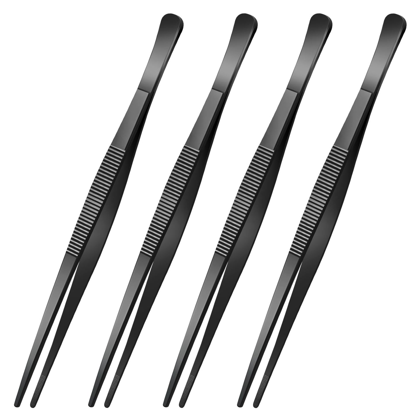 Yaomiao 4 Packs 10 Inch Bar Tweezers Black Multi-use Cocktail Tongs