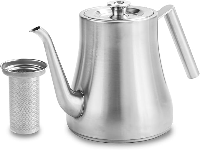 GURUDAR 68OZ/2000ML Stainless Steel Teapot with Removable Infuser, Stovetop & Dishwasher Safe Tea Maker Water Kettle for Loose Leaf & Tea Bags