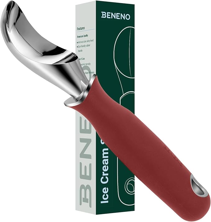 Beneno Premium Heavy Duty Ice Cream Scoop with Ergonomic Grip Handle, Pink