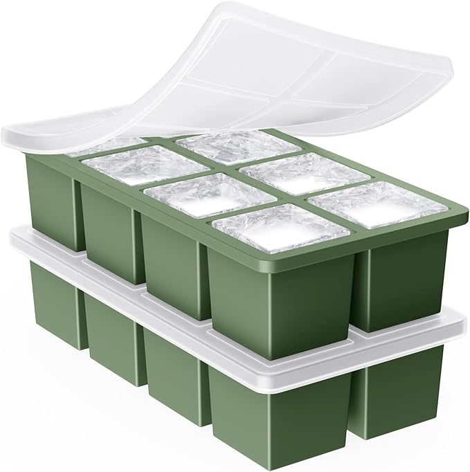 Large Ice Cube Trays for Whiskey: GGOW Big Silicone Ice Cube Trays 2Inch - Huge Square Ice Cubed Tray for Whisky and Cocktail