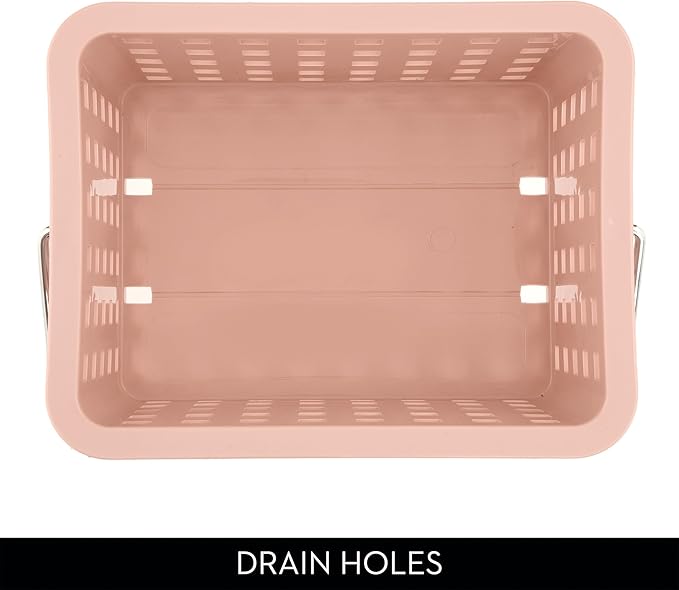 iDesign Small Shower Caddy with Handle, Portable Shower Organizer for Dorm or Bathroom, Pink