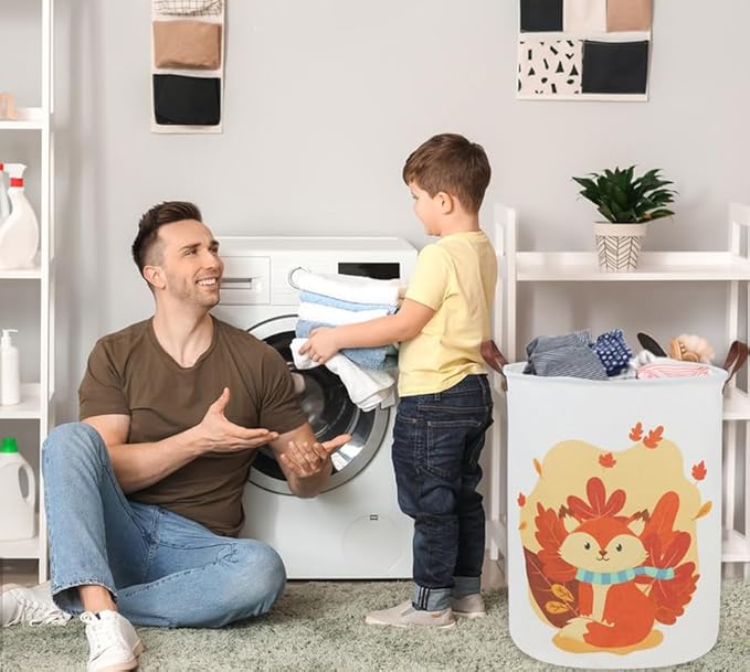 Fox Laundry Hamper Baby Hamper for Nursery Boy and Girl Kids Hamper Cute Kids Toys Storage Bin Organizer Room Decor for Home(Cute Fox)