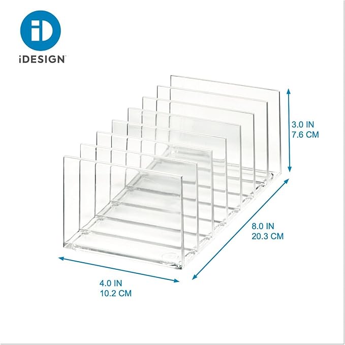 iDesign The Sarah Tanno Collection Plastic Cosmetics and Makeup Palette Organizer, 7-Compartment, Clear, 20.3 cm × 10.1 cm × 7.6 cm