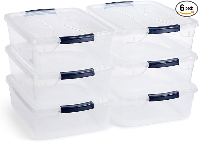Rubbermaid Cleverstore 17 Quart Clear Latching Waterproof Stackable Airtight Storage Containers with Durable Latching Lids (6 Pack)