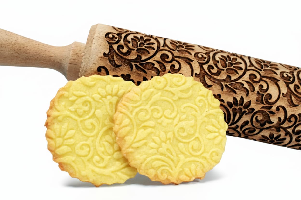 KALEIDOSCOPE ROLLING PIN LASER ENGRAVED for EMBOSSED COOKIES GIFT FOR FRIEND MOTHER BAKER