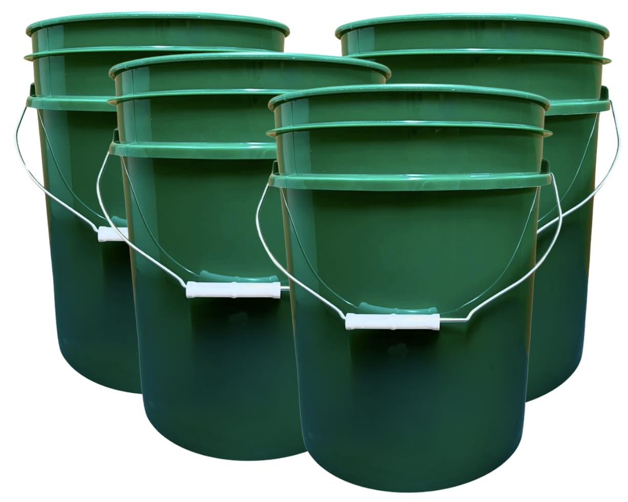 House Naturals 5 Gallon Premium HPDE Plastic Bucket - Made in USA Food Grade Container, BPA Free All Purpose Pail (5, Red)