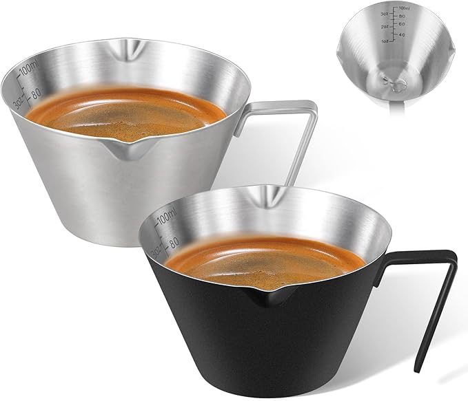 3 Pc Stainless Steel Espresso Shot Cups, 3.4oz/100ml, Silver