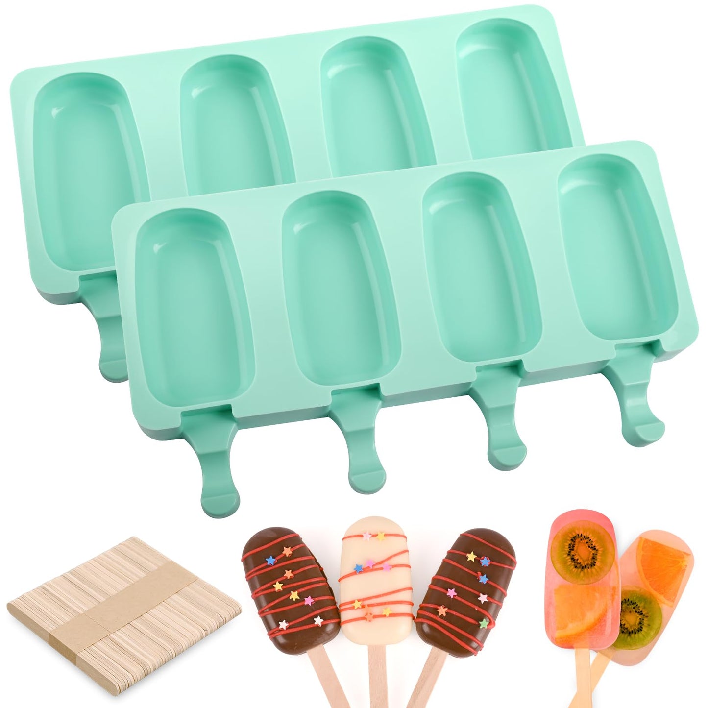 WMKGG Popsicle Silicone Molds Set, 2 PCS Ice Cream Molds