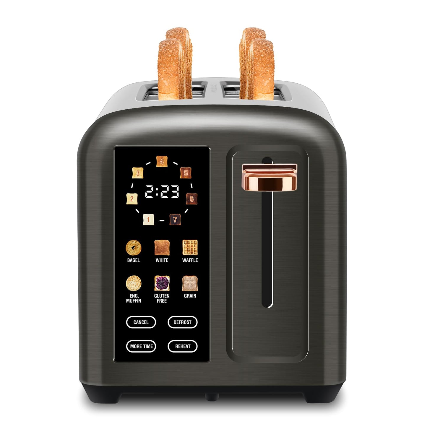 SEEDEEM 2-Slice Touchscreen Toaster, Stainless, 7 Shade, 1350W, Grey