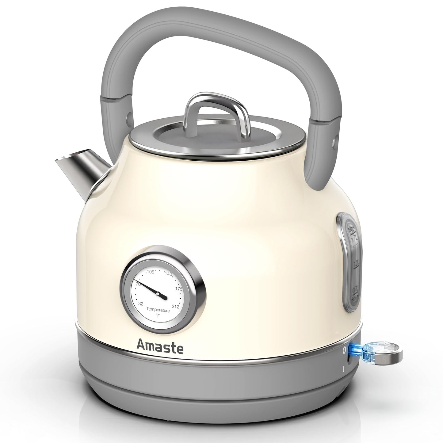 Amaste Retro Electric Kettle with Thermometer, 57 Oz Capacity, Matcha Green