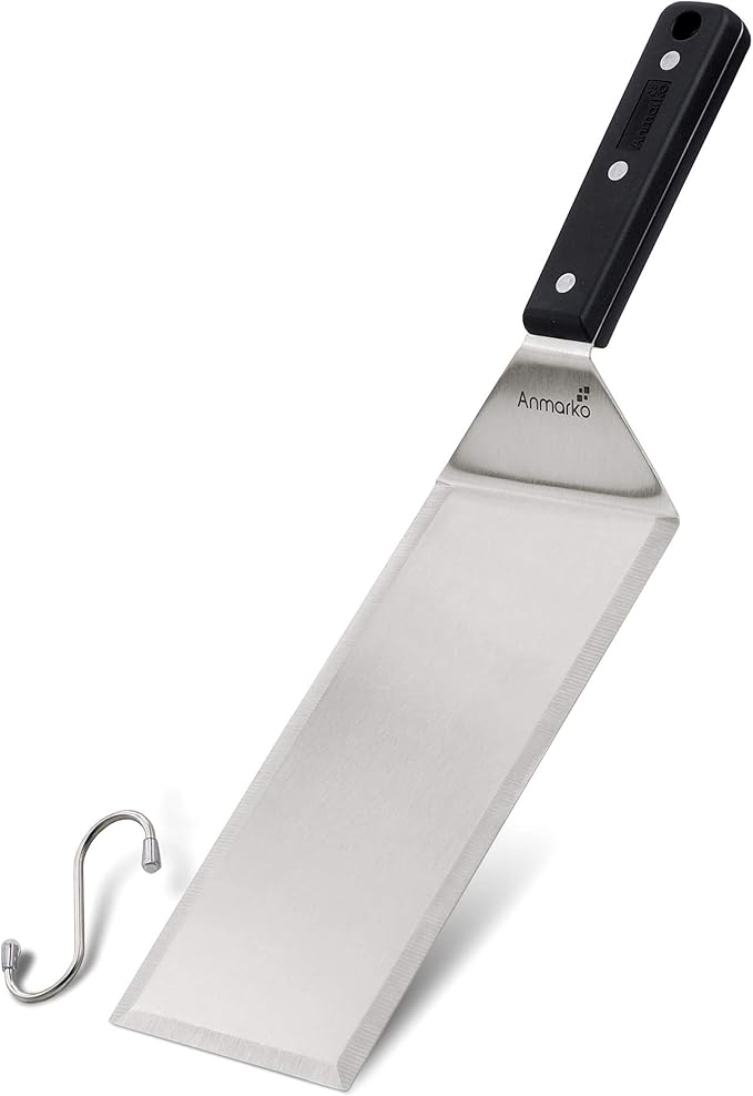 Stainless Steel Metal Griddle 4 x 8 inch Spatula - Spatula Hamburger Turner Scraper - Pancake Flipper - Great for BBQ Grill and Flat Top Griddle - Commercial Grade