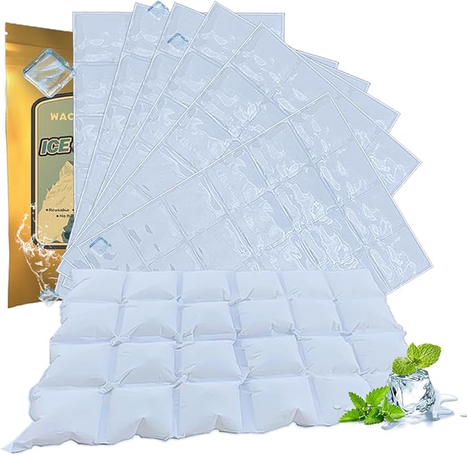 WAQIWARON Ice Sheets for Coolers Reusable - Ice Pack Sheets - Ice Mat with Flexible 96 Ice Cube Packs - Ice Blanket Large Flat Freezer Long Lasting Ice Packs for Cooler