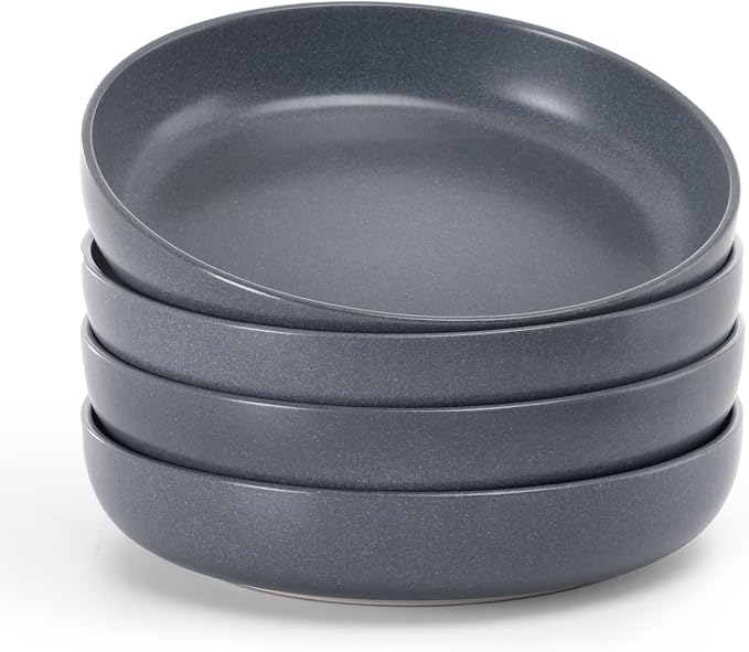 famiware Milkyway 33 oz Pasta Bowls Set of 4, Dark Gray