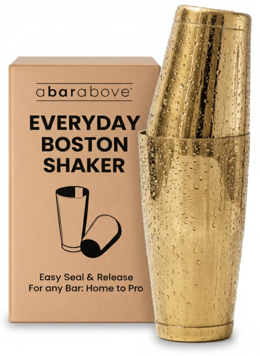 A Bar Above Boston Cocktail Shaker Set, Weighted Set, 18 and 28 Oz, Gold