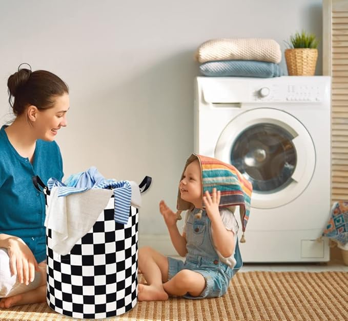 HIYAGON Boys Laundry Basket hamper Kids Hamper Car Toy Organizer Bins for Room Decor,Gift Basket for Bedroom(Racing Flag)
