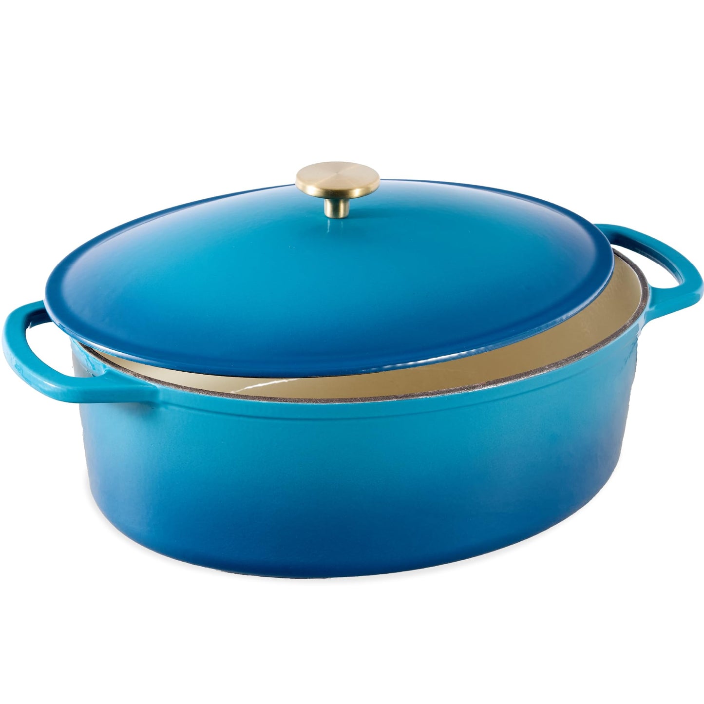 Best Choice Products Oval 7.5 Quart Enamel Cast-Iron Dutch Oven, Heavy-Duty Pre-Seasoned for Baking, Cooking w/Side Handles – Black Licorice