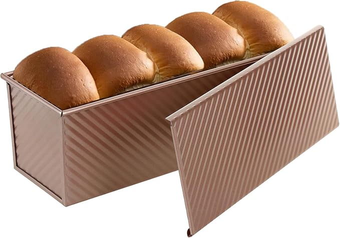 SS&CC Pullman Loaf Pan with Lid 2-Pack, 2.2lb & 1lb Carbon Steel Bread Pan for Homemade Sourdough & Sandwich Bread | Nonstick Bakeware, Heavy Duty & Easy Clean (Black, 1lb+2.2lb)