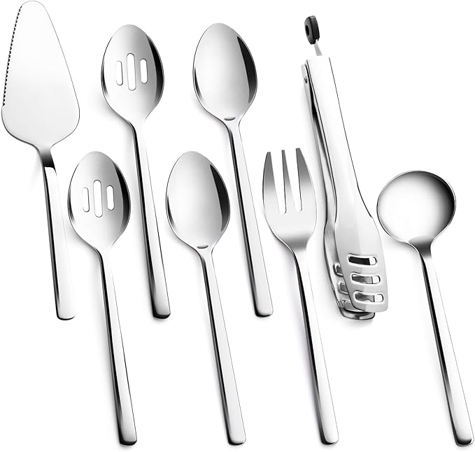 KINGSTONE 12 piece Large Hostess Serving Utensils Set,18/10 Stainless Steel