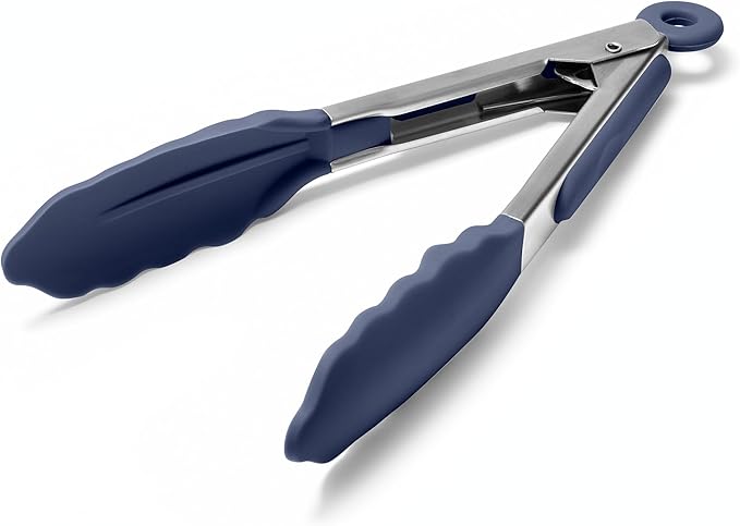 Doosu Kitchen Tongs with Silicone Tips for Cooking Serving (16in, Aqua Sky)