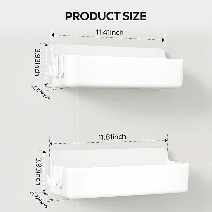 Nieifi Adhesive Wall Shelf, Shower Sheves 2 Pack, Shower Organizer for Bathroom Organization (White)