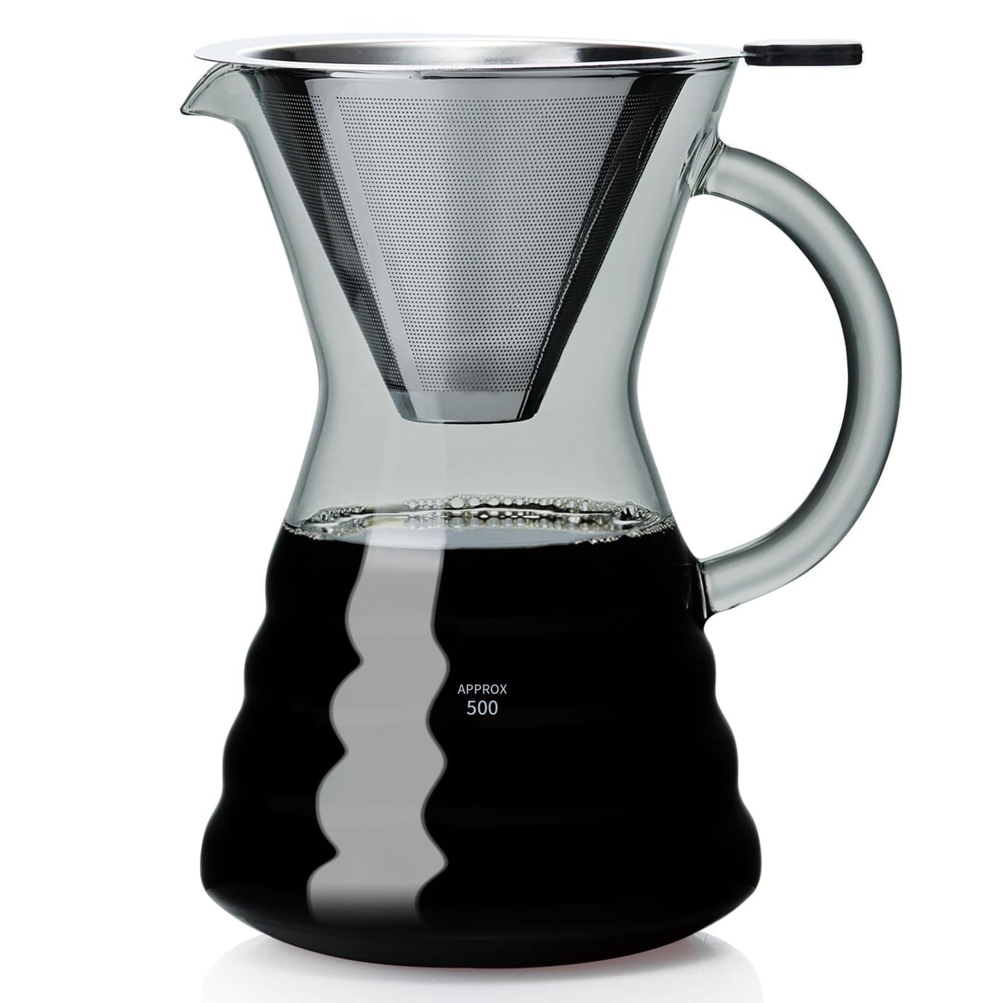Unbreakable - Pour Over Coffee Maker with Permanent Stainless Filter 27 fl oz, Thickened Heat-Resistant Borosilicate Glass Dripper Coffee Brewer, Stovetop Safe