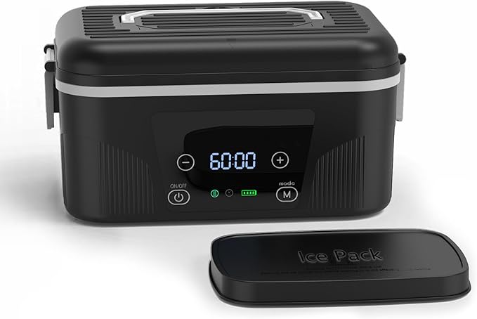 Cordless Heated Lunch Box: 1.4L Electric Lunch Box With Battery Powered, Custom Heating Time and Preset Heating Function for Adult - Portable Food Warmer for Office, Travel, Outdoor