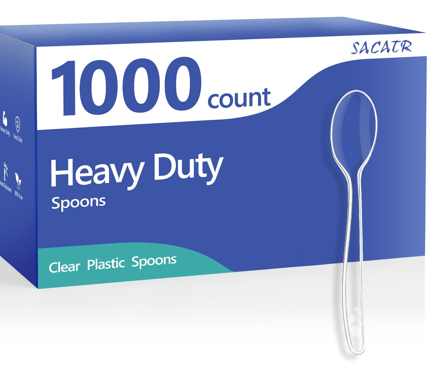 SACATR 3000 Count Clear Plastic Spoons Heavy Duty