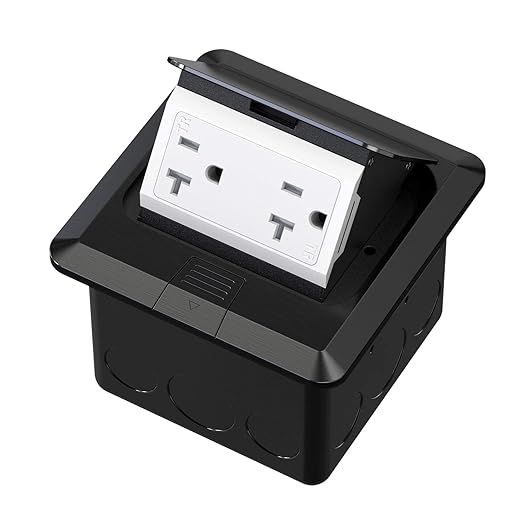 KYHSHJ USB Pop Up Floor Socket Kit with 2 * 20A Receptacle，4.8A 1 USB-A Ports &1 USB-C Port，Corrosive Resistant Hardware,Silver