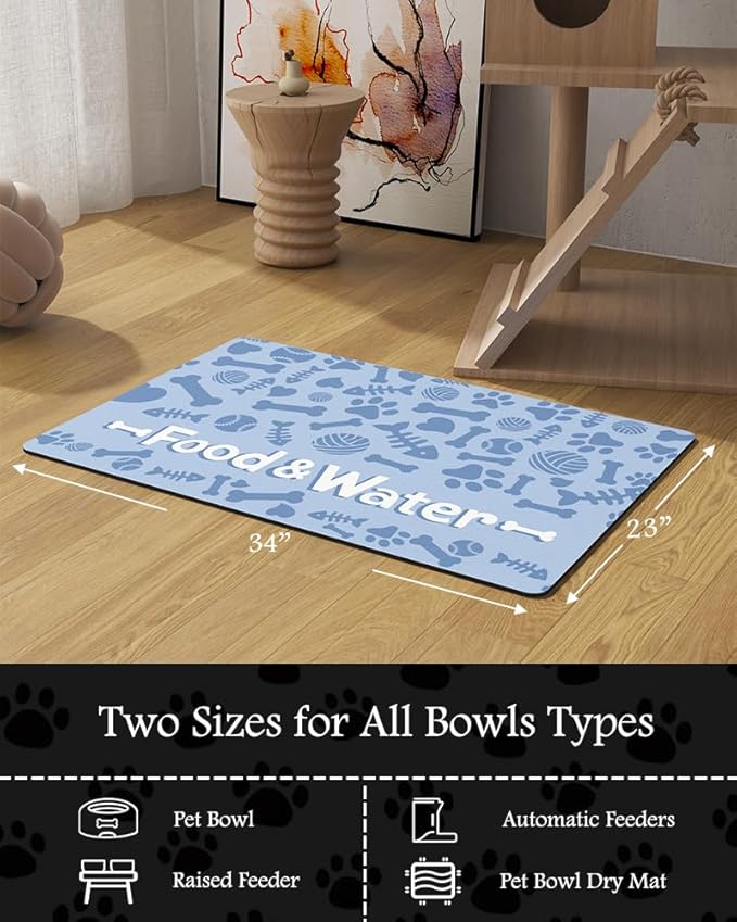Pet Feeding Mat-Absorbent Dog Mat for Food and Water Bowl-No Stains Quick Dry Dog Water Dispenser Mat