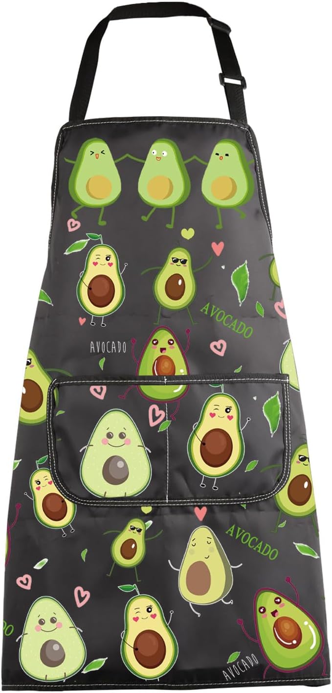 MBMSO Funny Avocado Apron Avocado Cooking Kitchen Aprons with Pockets Waterproof Apron for Chef Grilling BBQ Baking (Avocado Apron)