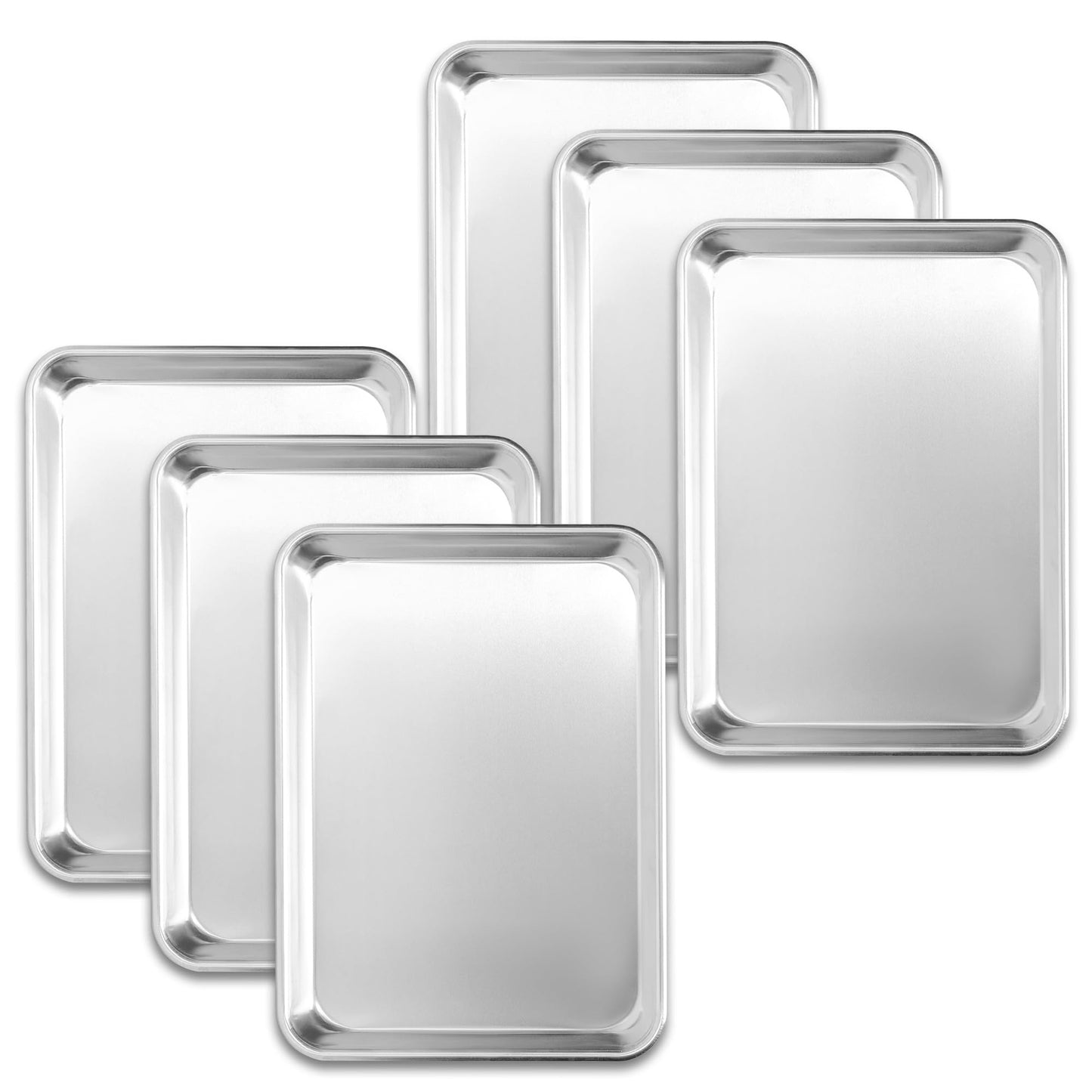 STEELUS 6 Pack Quarter Size Aluminum Baking Sheet Pans, 13"x10"